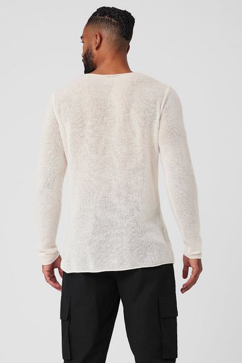 Camiseta Alo Yoga Cashmere Reform Long Sleeve Masculino Branco | 5621-BKIRE