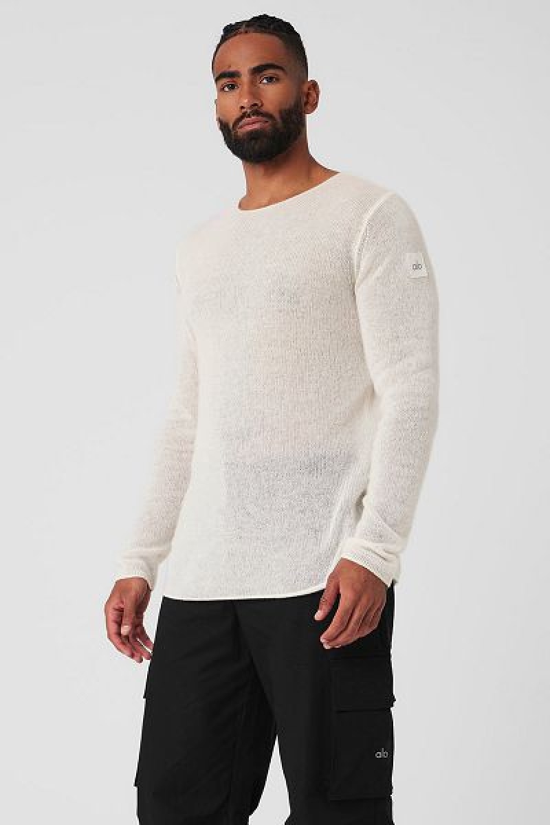 Camiseta Alo Yoga Cashmere Reform Long Sleeve Masculino Branco | 5621-BKIRE