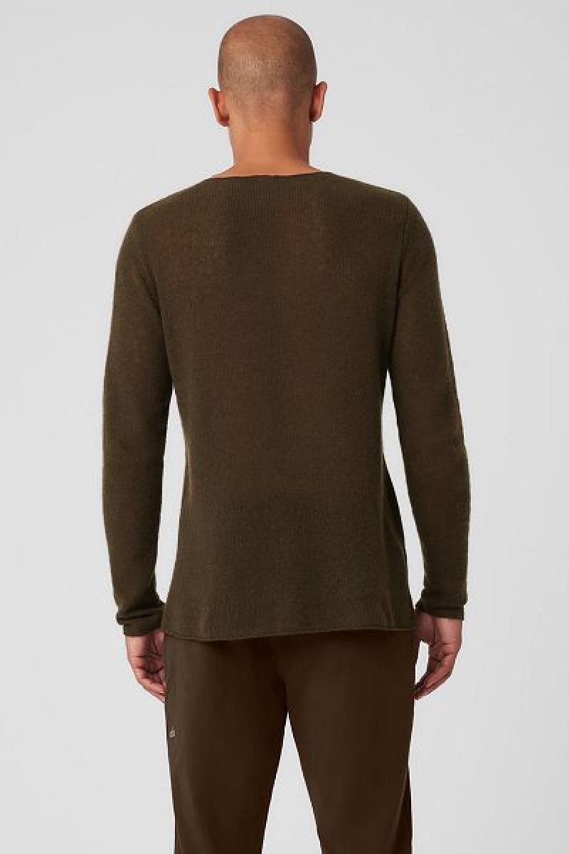 Camiseta Alo Yoga Cashmere Reform Long Sleeve Masculino Marrom | 8052-XTZIJ