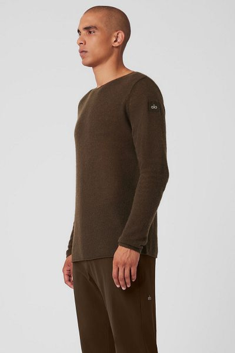 Camiseta Alo Yoga Cashmere Reform Long Sleeve Masculino Marrom | 8052-XTZIJ