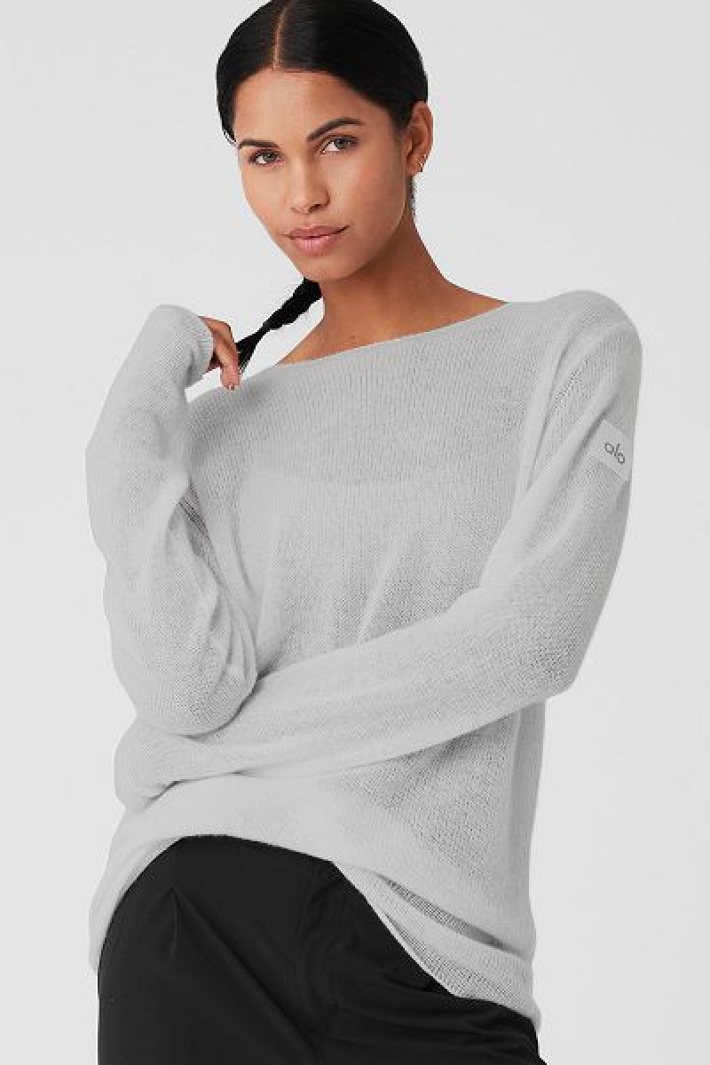 Camiseta Alo Yoga Cashmere Reform Long Sleeve Feminino Cinzentas | 8643-TNJID