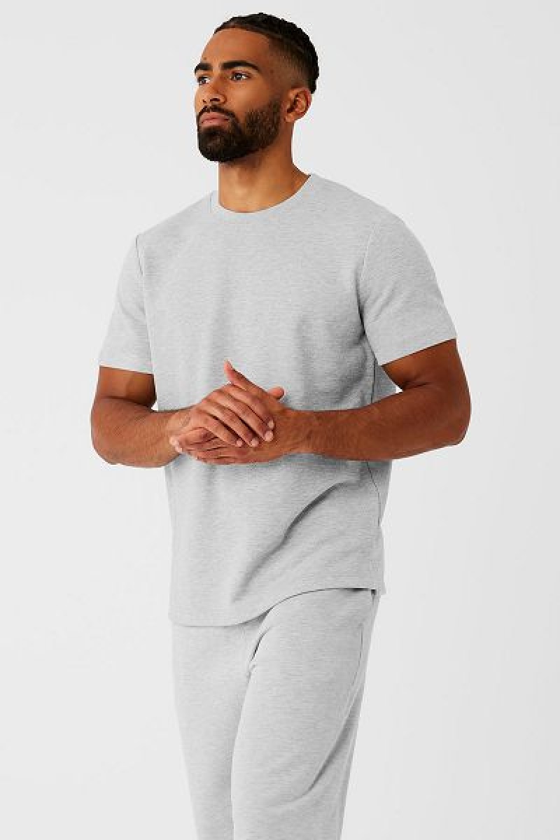 Camiseta Alo Yoga Chill Curta Sleeve Masculino Cinzentas | 5840-FGOSA