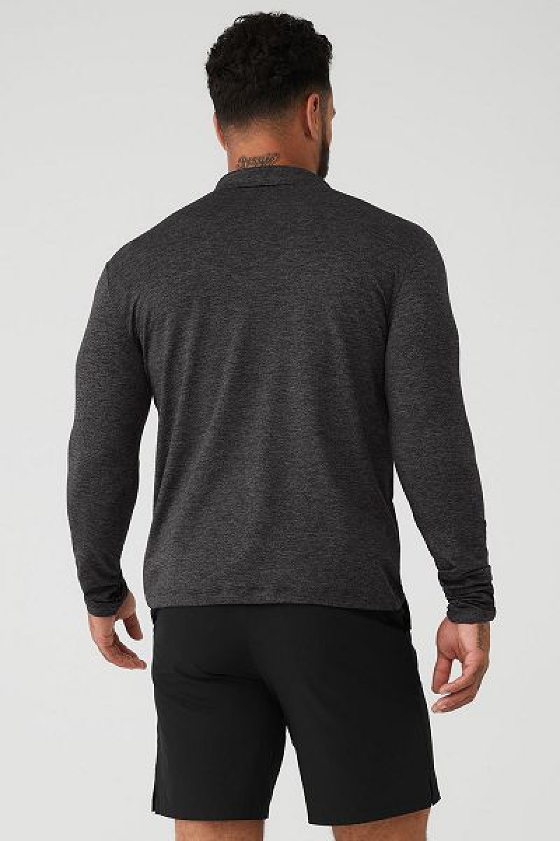 Camiseta Alo Yoga Conquer 1/4 Zip Reform Long Sleeve Masculino Cinzentas Escuro | 3746-BGKLN