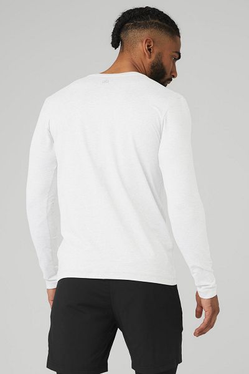 Camiseta Alo Yoga Conquer Reform Crewneck Long Sleeve Masculino Branco | 2358-IWFSL