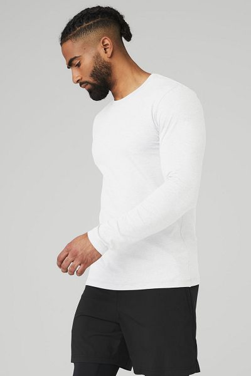 Camiseta Alo Yoga Conquer Reform Crewneck Long Sleeve Masculino Branco | 2358-IWFSL