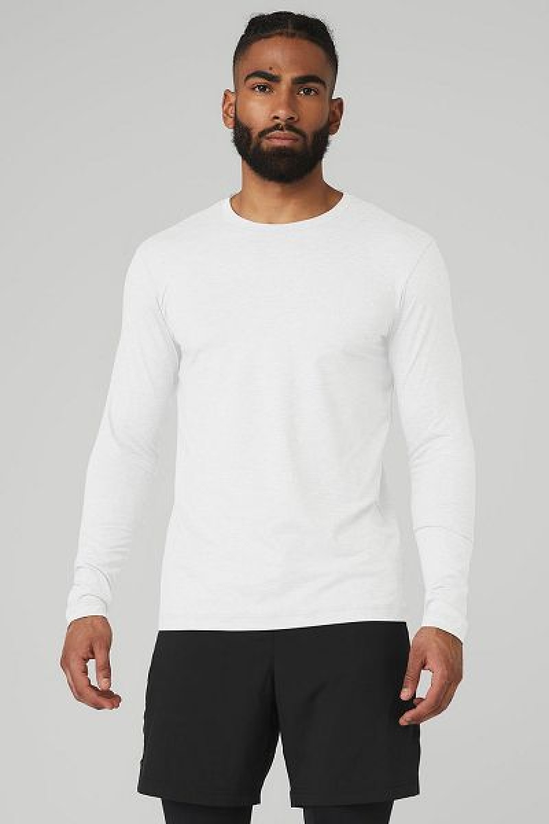 Camiseta Alo Yoga Conquer Reform Crewneck Long Sleeve Masculino Branco | 2358-IWFSL