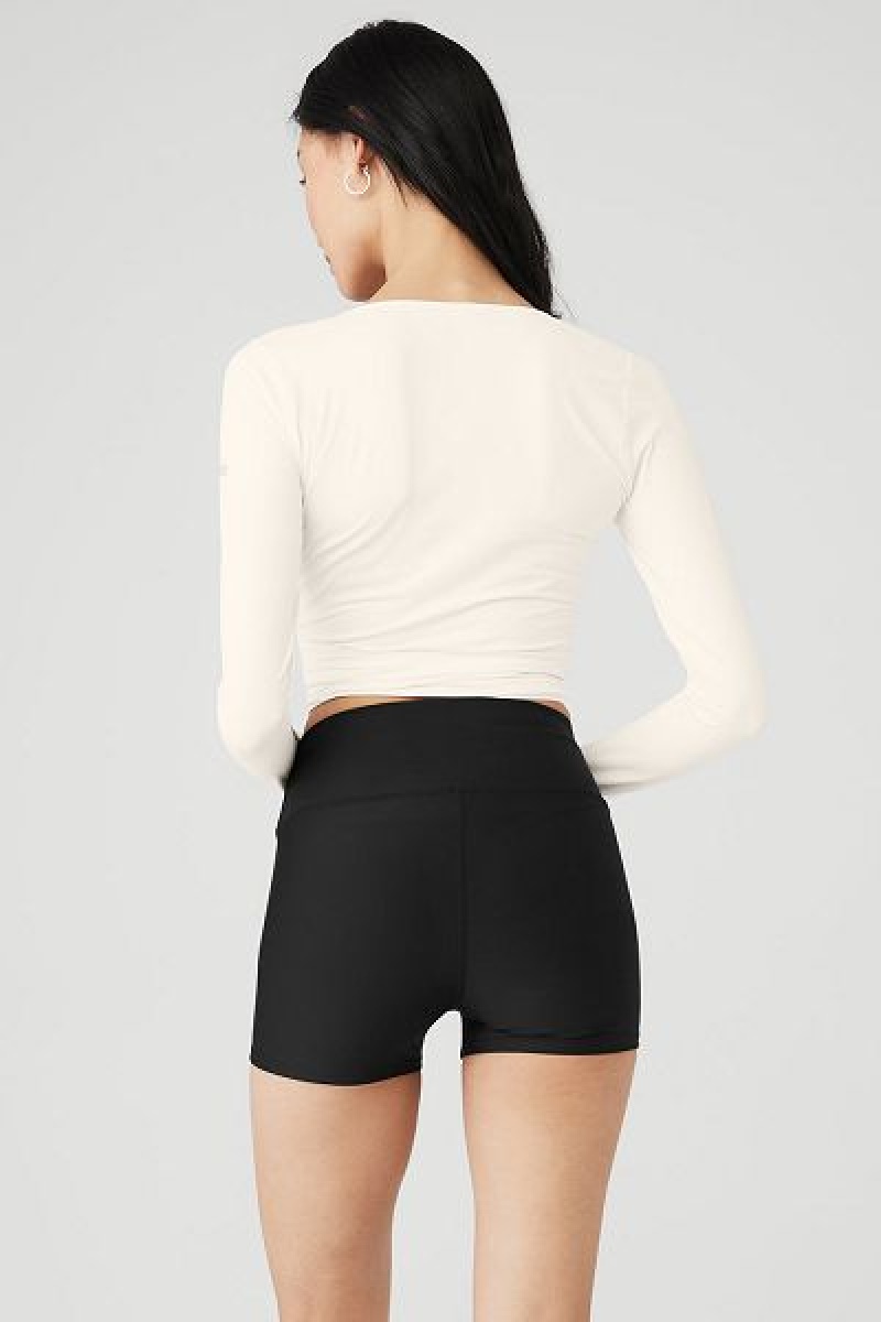 Camiseta Alo Yoga Cropped Escalate Wrap Top Feminino Branco | 8742-GJTFN