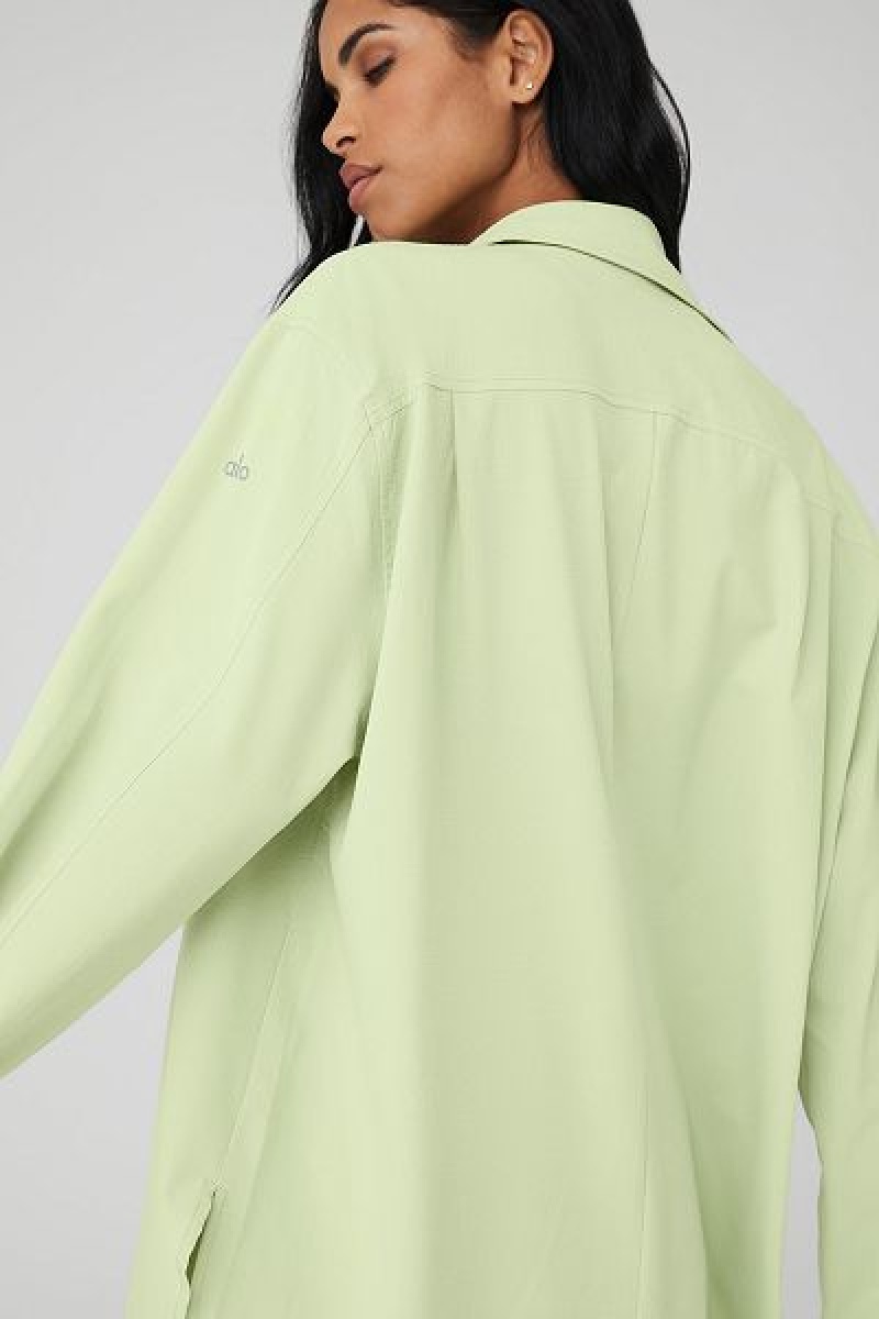 Camiseta Alo Yoga Dreamscape Button Down Long Sleeve Feminino Verdes | 9058-FRHOP