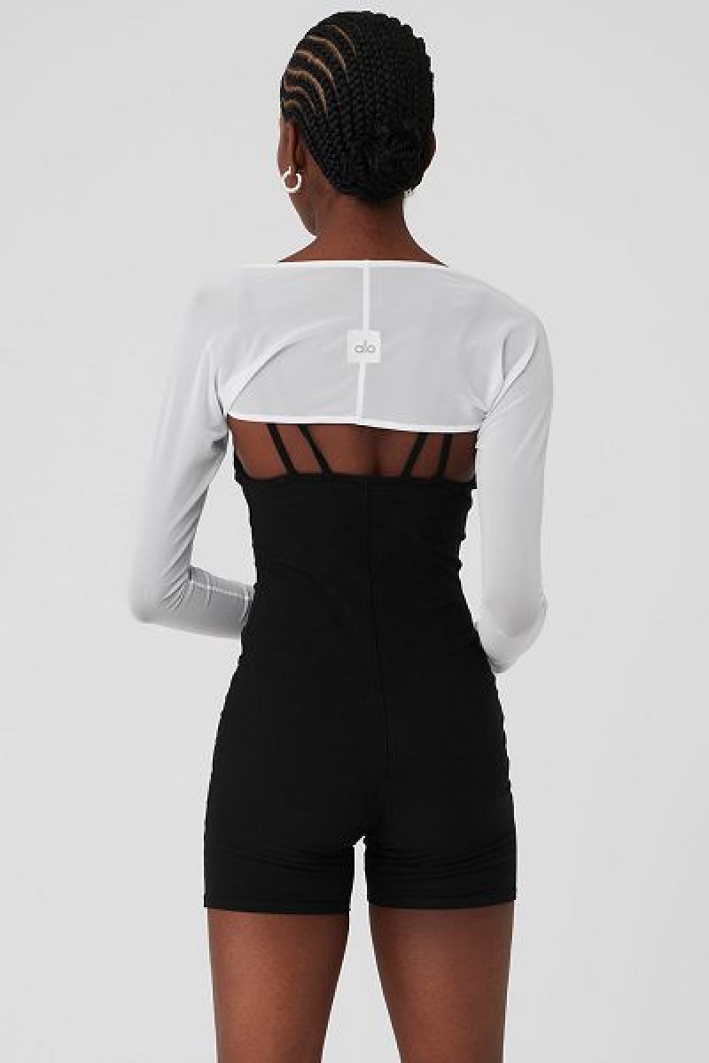 Camiseta Alo Yoga Mesh Heat Wave Shrug Feminino Branco | 8619-YGFZS