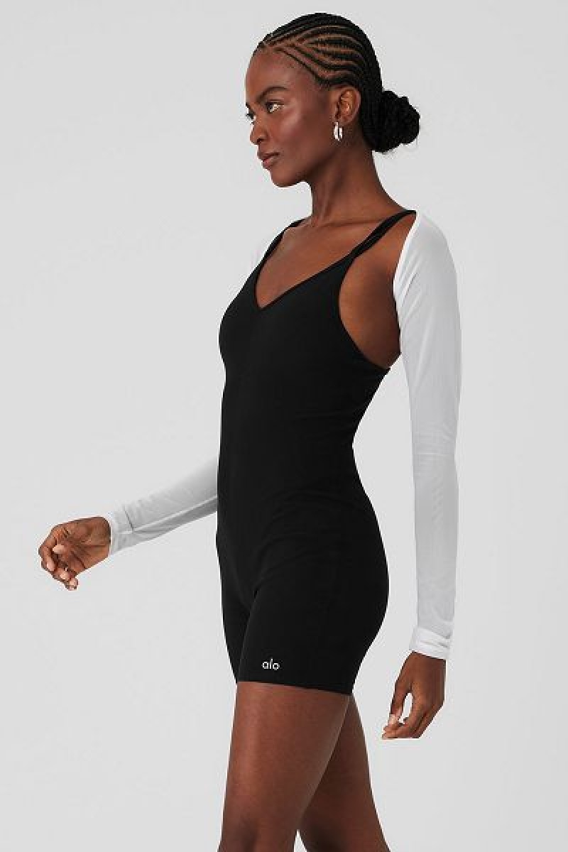 Camiseta Alo Yoga Mesh Heat Wave Shrug Feminino Branco | 8619-YGFZS