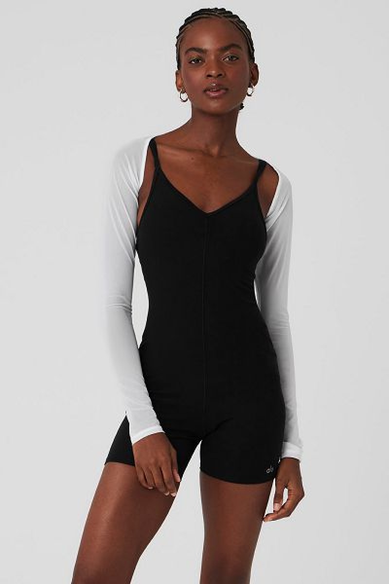 Camiseta Alo Yoga Mesh Heat Wave Shrug Feminino Branco | 8619-YGFZS