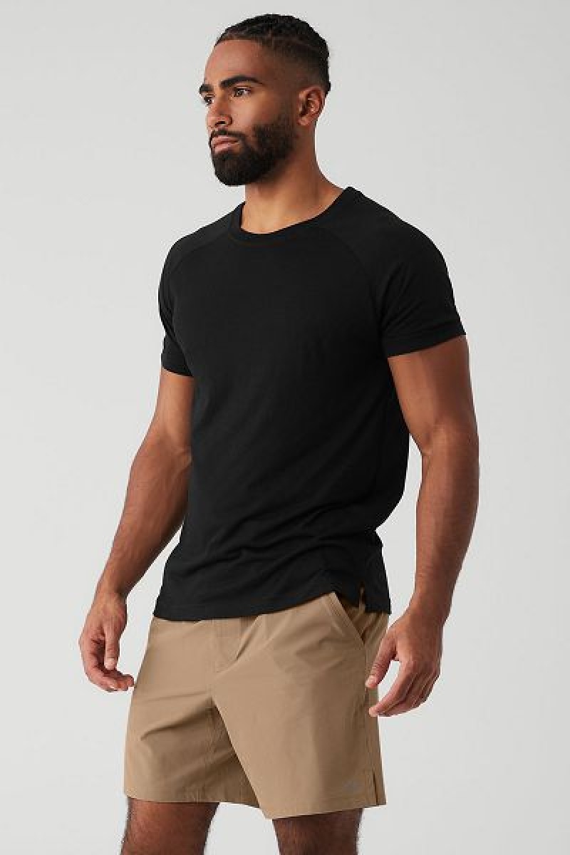 Camiseta Alo Yoga The Triumph Crew Neck Masculino Pretas | 9510-DXKWV