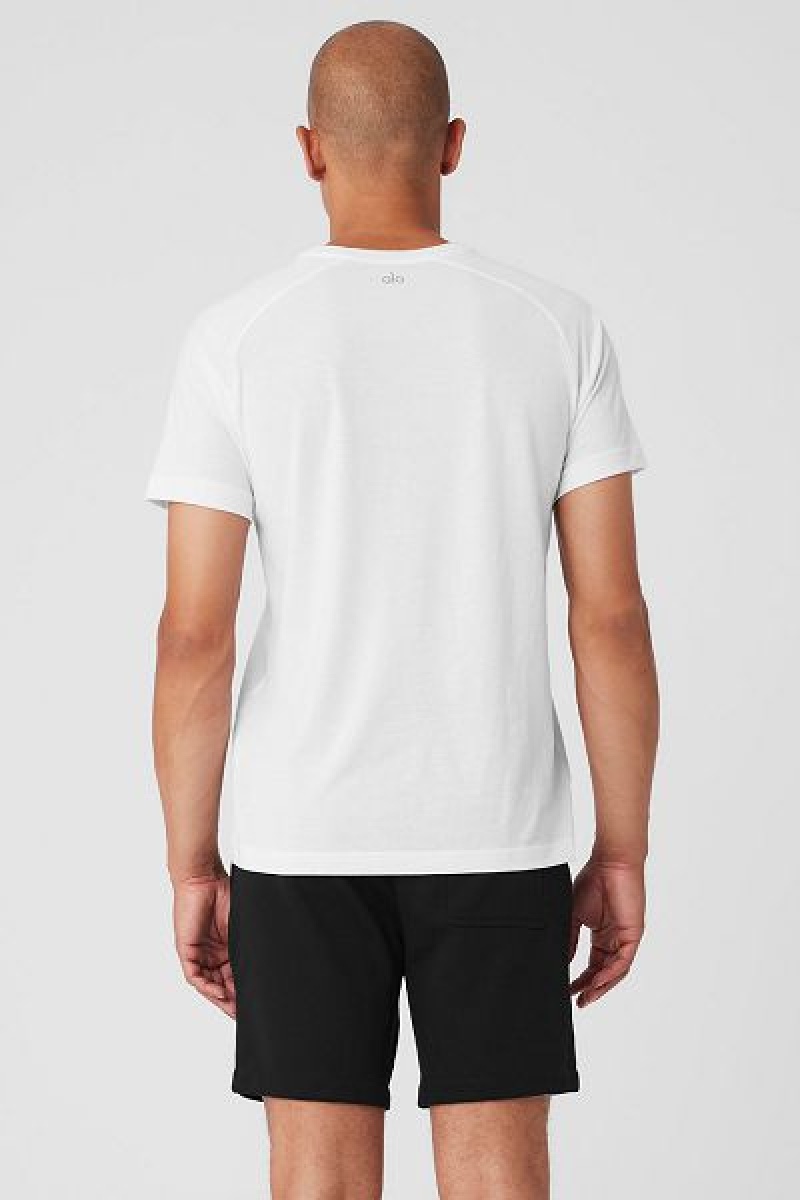 Camiseta Alo Yoga The Triumph Crew Neck Masculino Branco | 6375-MXNGA