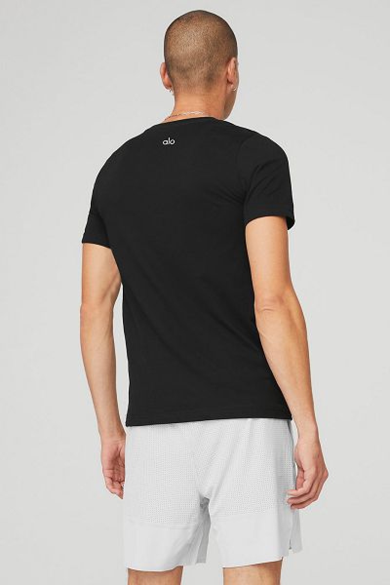 Camiseta Alo Yoga The Triumph V-Neck Masculino Pretas | 5460-HWDLN