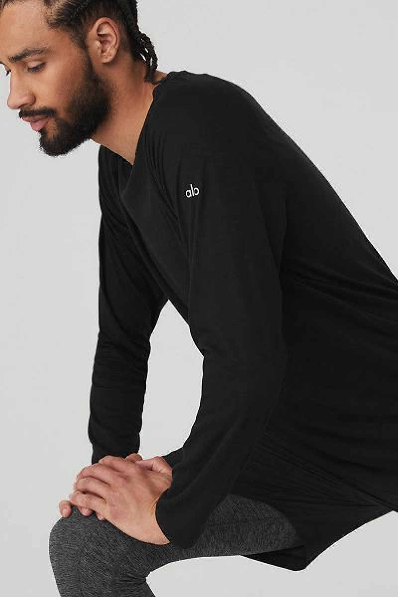 Camiseta Alo Yoga Triumph Long Sleeve Masculino Pretas | 2815-WUVYZ