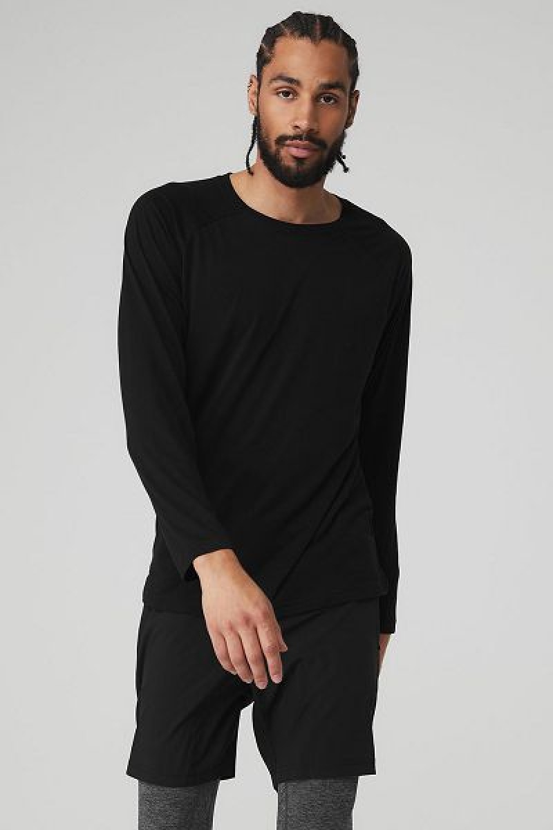 Camiseta Alo Yoga Triumph Long Sleeve Masculino Pretas | 2815-WUVYZ