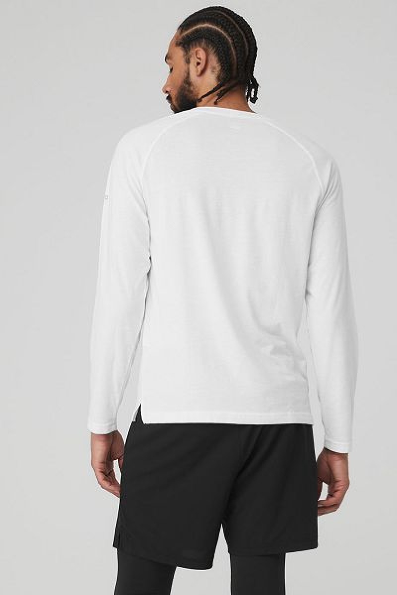 Camiseta Alo Yoga Triumph Long Sleeve Masculino Branco | 1573-SIRWX