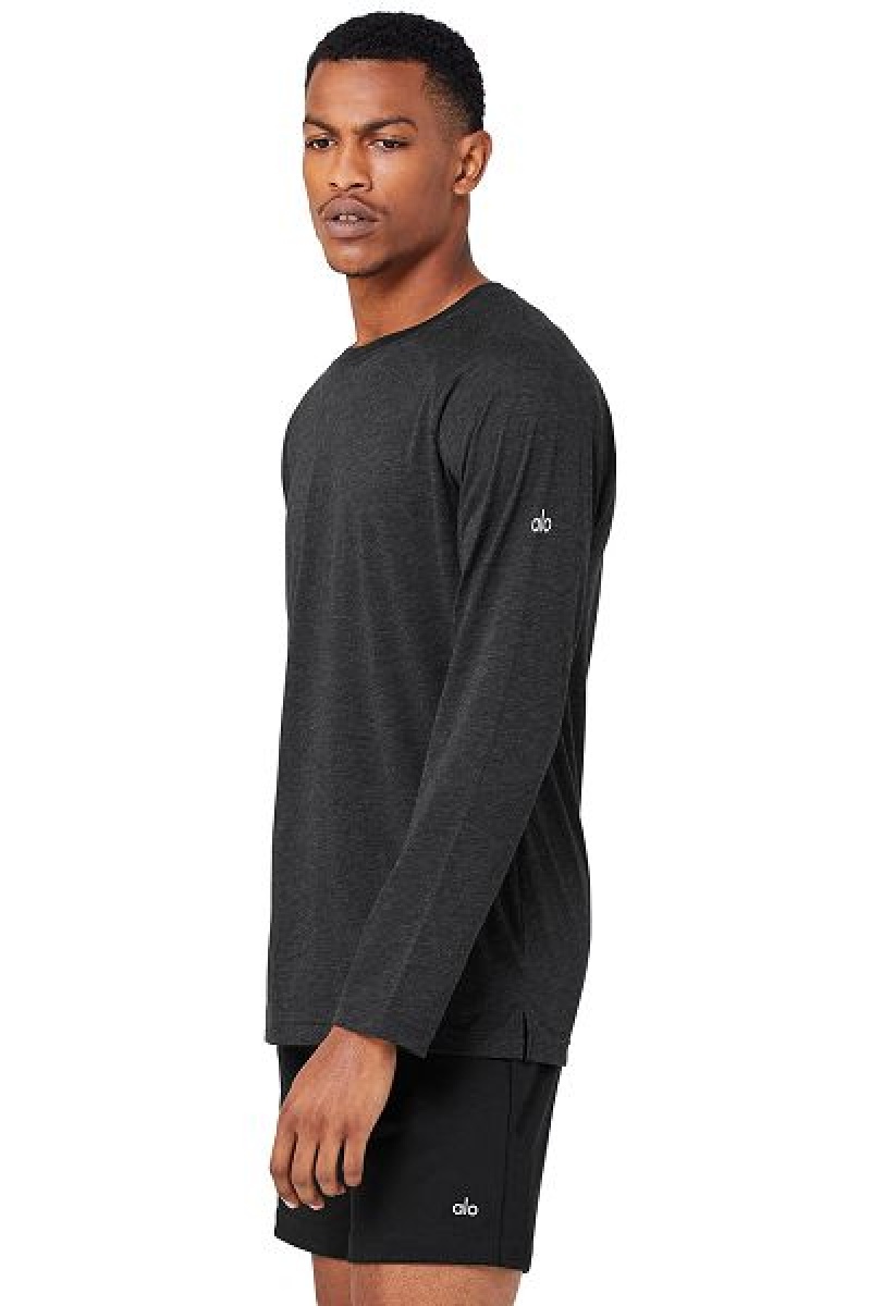 Camiseta Alo Yoga Triumph Long Sleeve Masculino Pretas | 5689-JDZQC