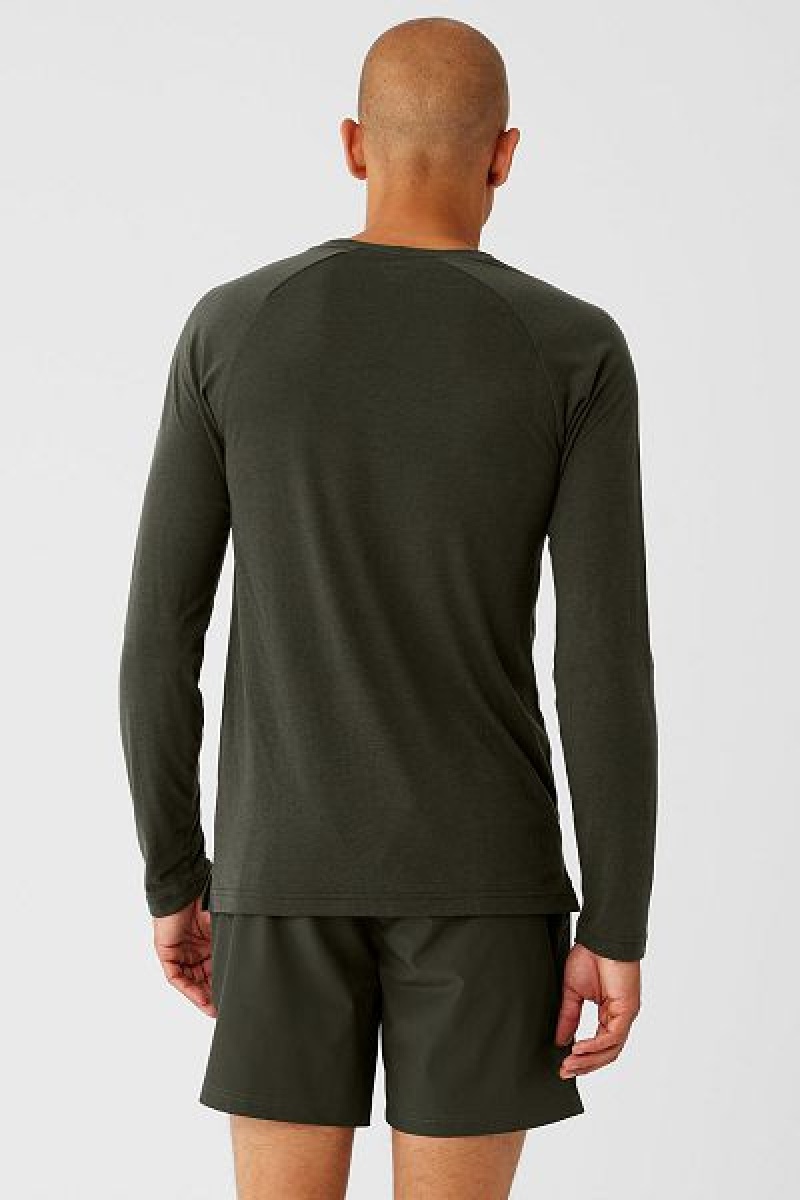 Camiseta Alo Yoga Triumph Long Sleeve Masculino Verdes | 2176-GCVON