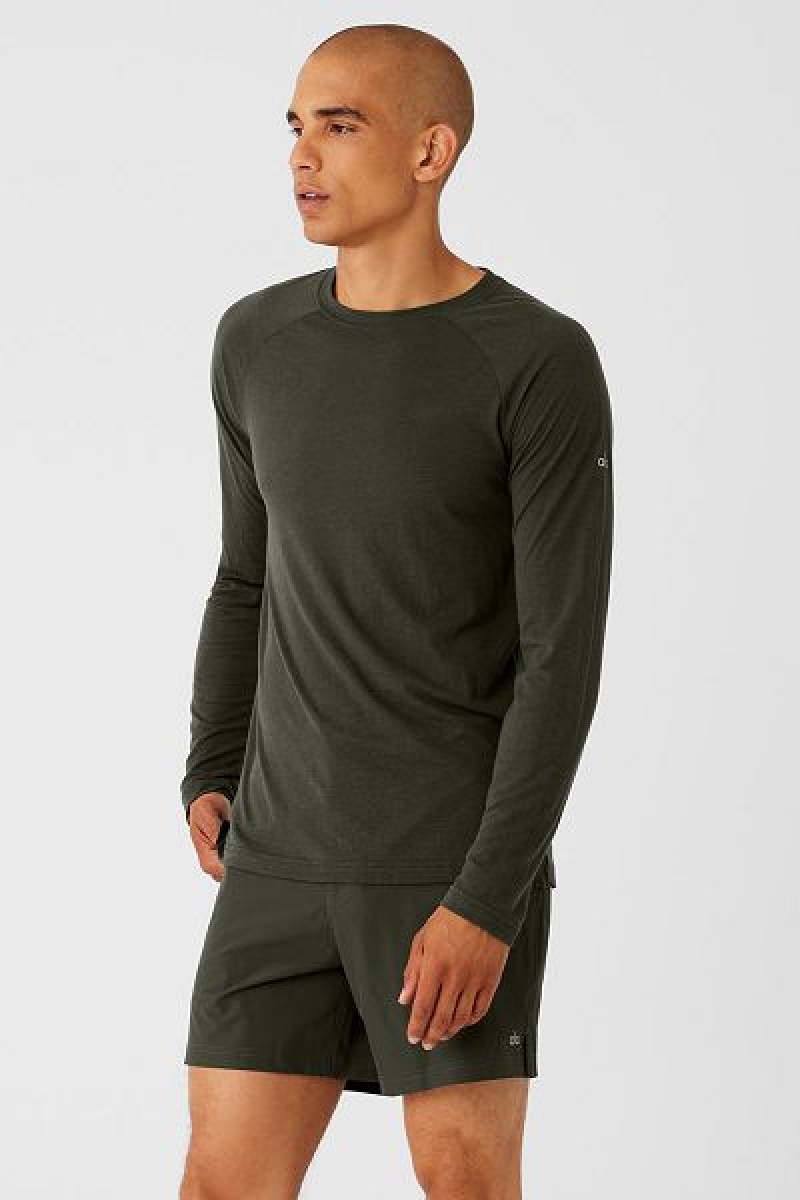 Camiseta Alo Yoga Triumph Long Sleeve Masculino Verdes | 2176-GCVON