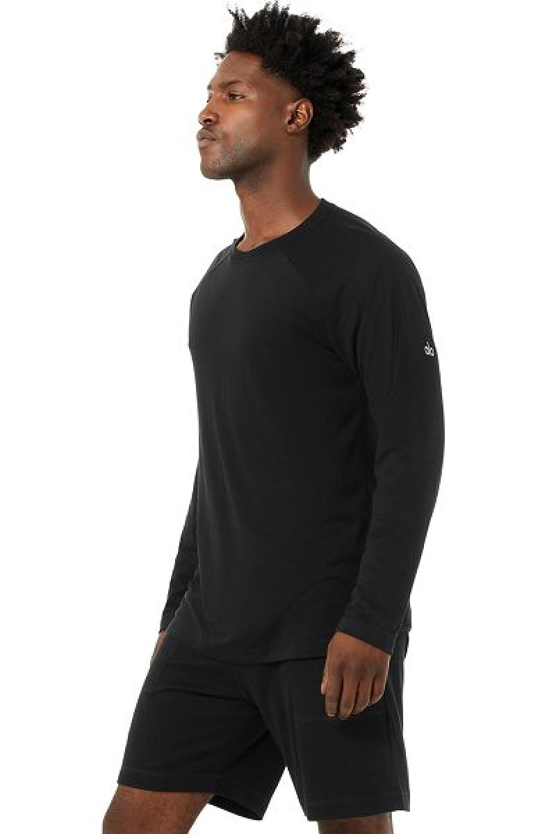 Camiseta Alo Yoga Triumph Long Sleeve Masculino Pretas | 9473-WILYU