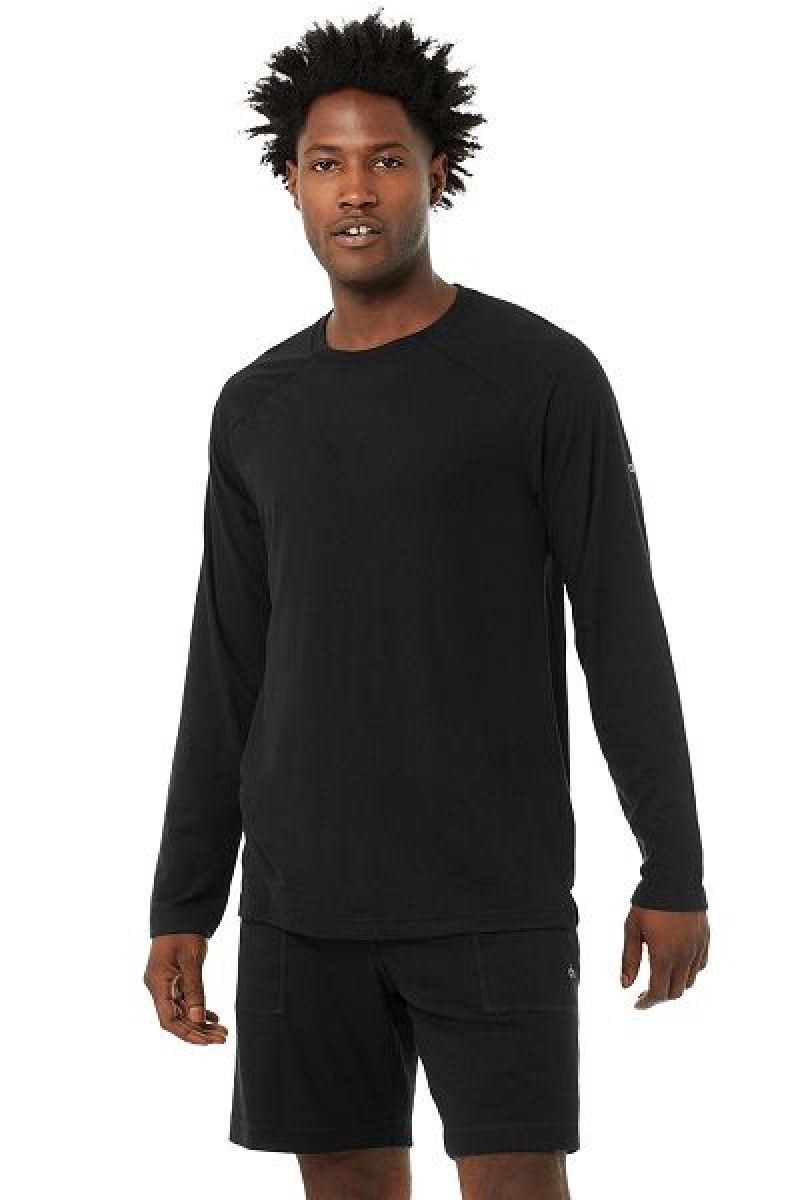 Camiseta Alo Yoga Triumph Long Sleeve Masculino Pretas | 9473-WILYU