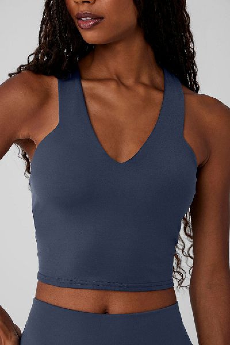 Camisetas Regata Alo Yoga Airbrush Real Bra Feminino Azul Marinho | 6092-EGYOK