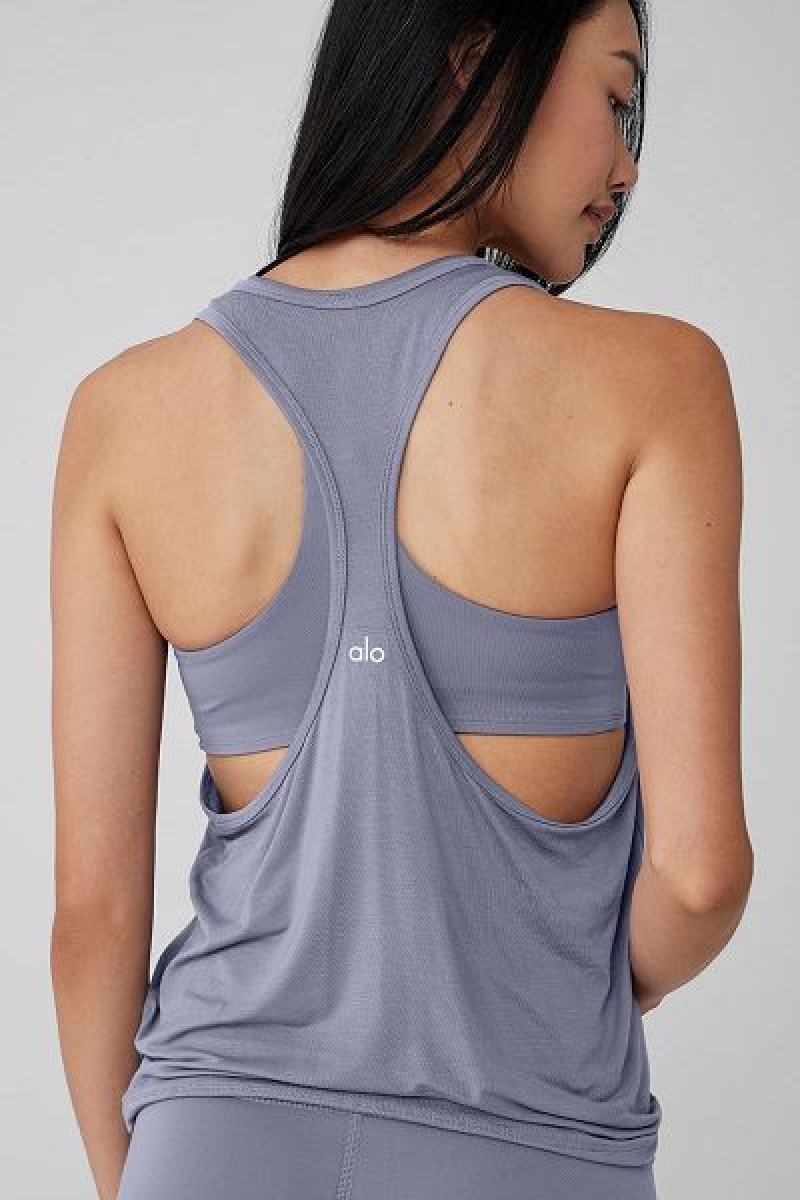 Camisetas Regata Alo Yoga All Day Feminino Azuis | 3895-KUFOP