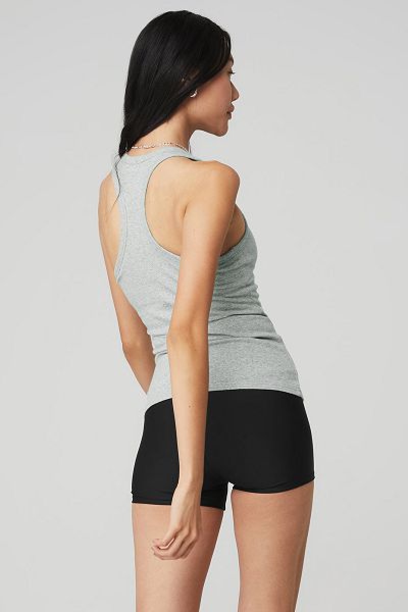 Camisetas Regata Alo Yoga Com Nervuras Aspire Full Length Feminino Cinzentas | 2670-GNWIX