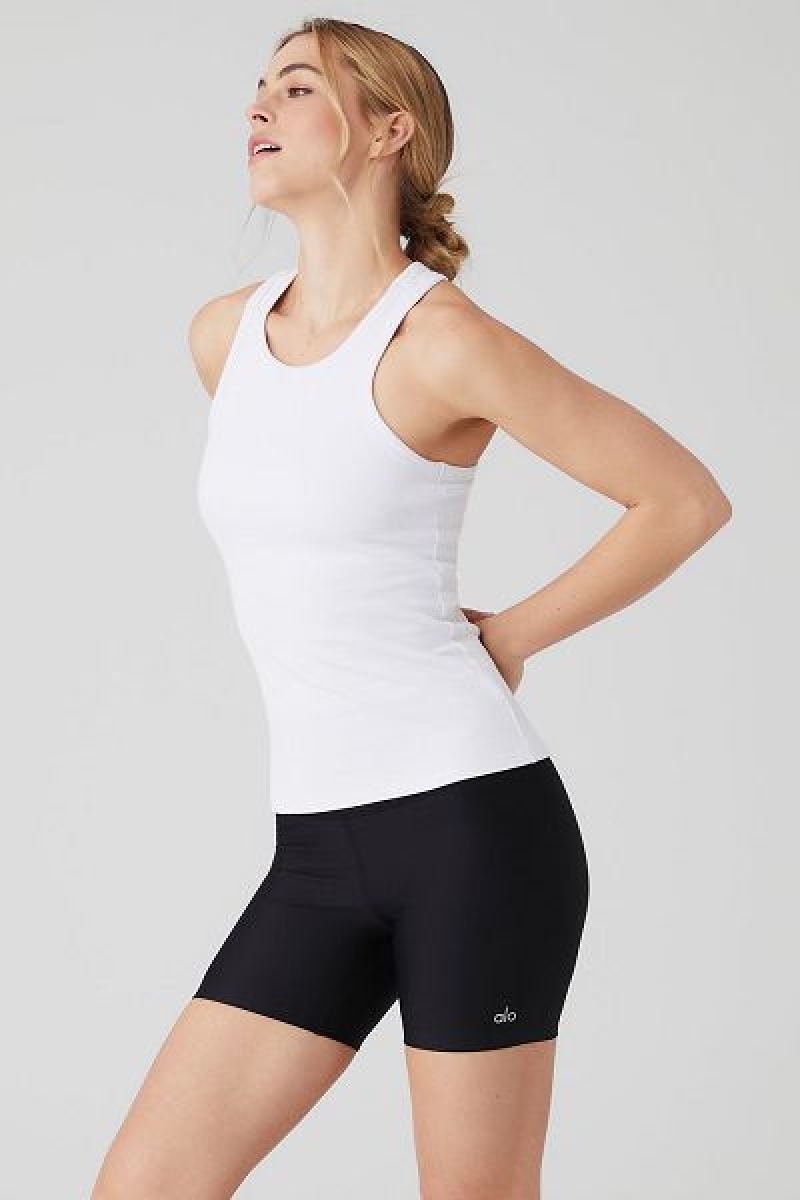 Camisetas Regata Alo Yoga Com Nervuras Aspire Full Length Feminino Branco | 0451-XGMYU