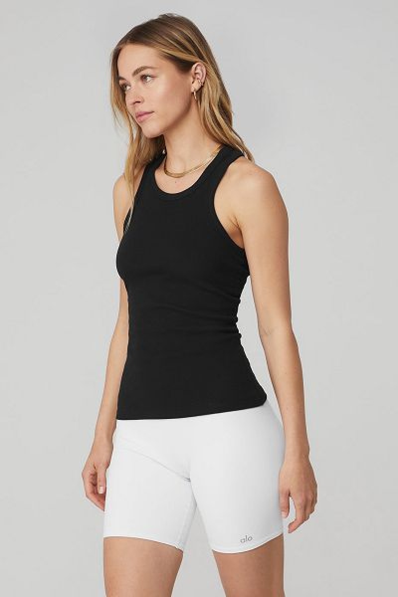 Camisetas Regata Alo Yoga Com Nervuras Aspire Full Length Feminino Pretas | 1069-HEIMX