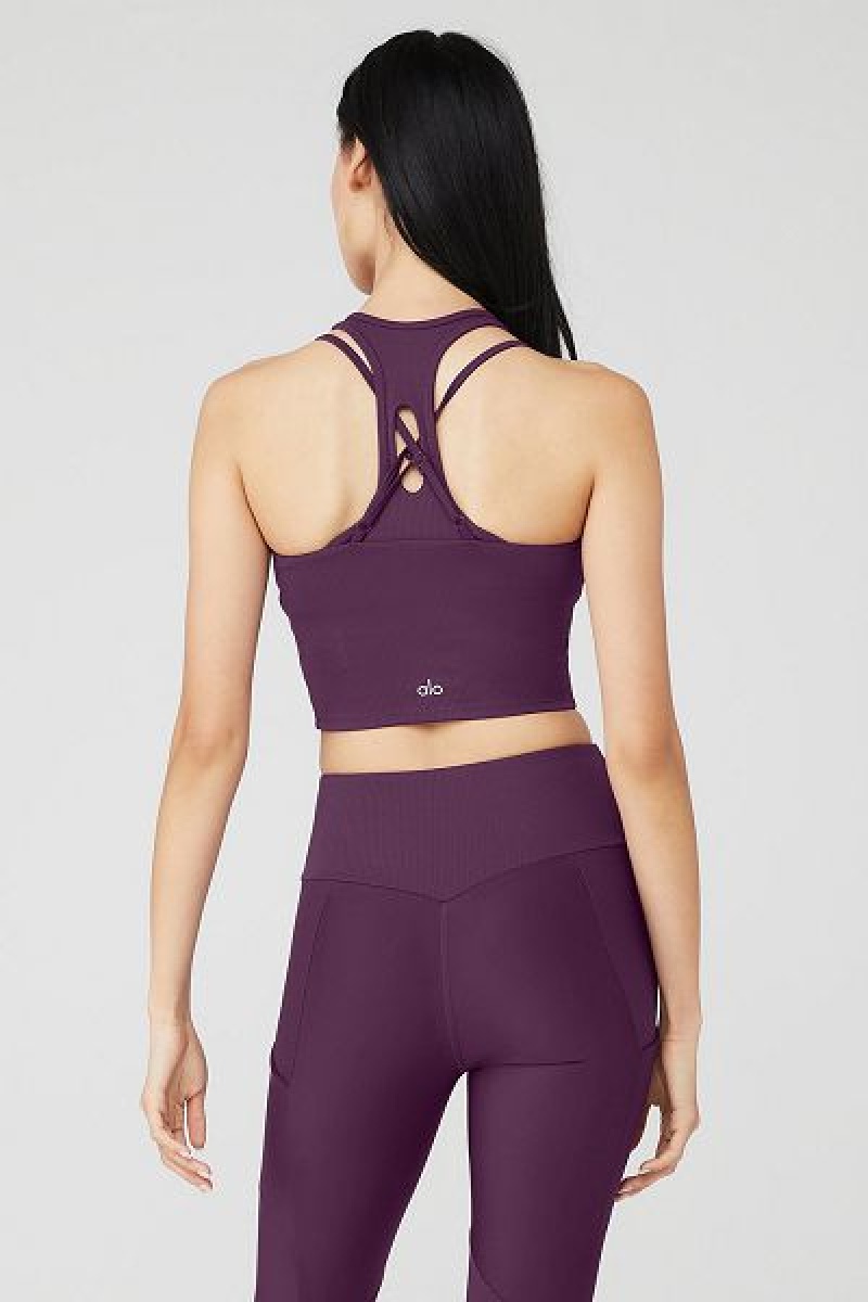 Camisetas Regata Alo Yoga Com Nervuras Airlift Enchanted Bra Feminino Roxo Escuro | 3950-IUMNK