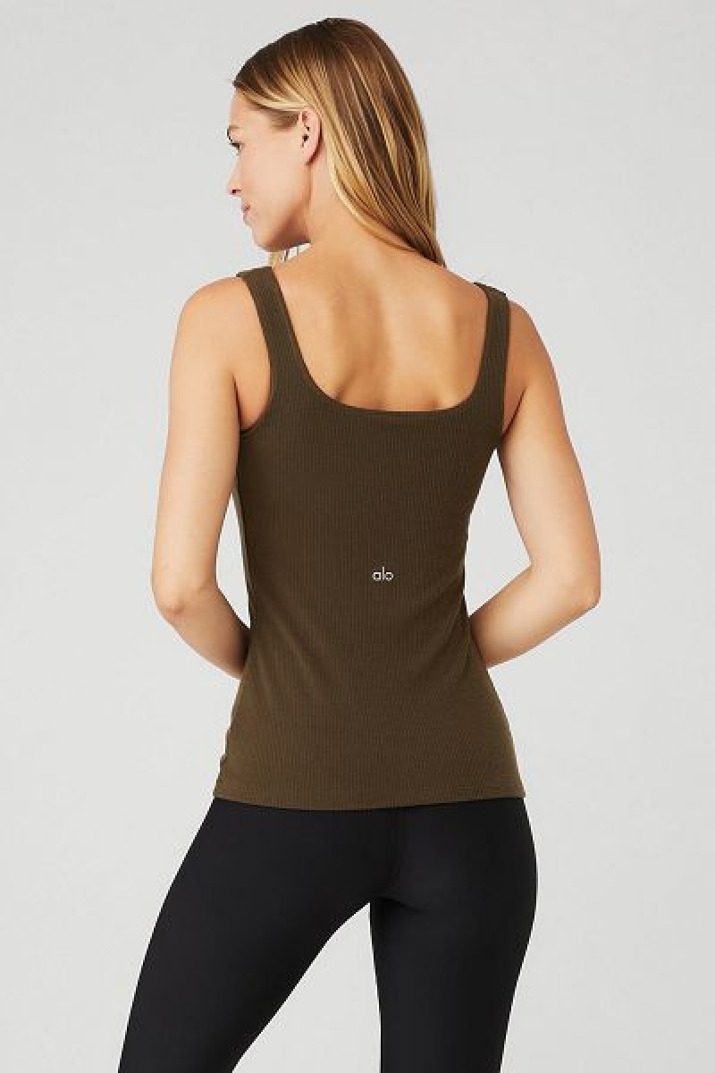 Camisetas Regata Alo Yoga Com Nervuras Minimalist Feminino Marrom | 3128-ABLIE