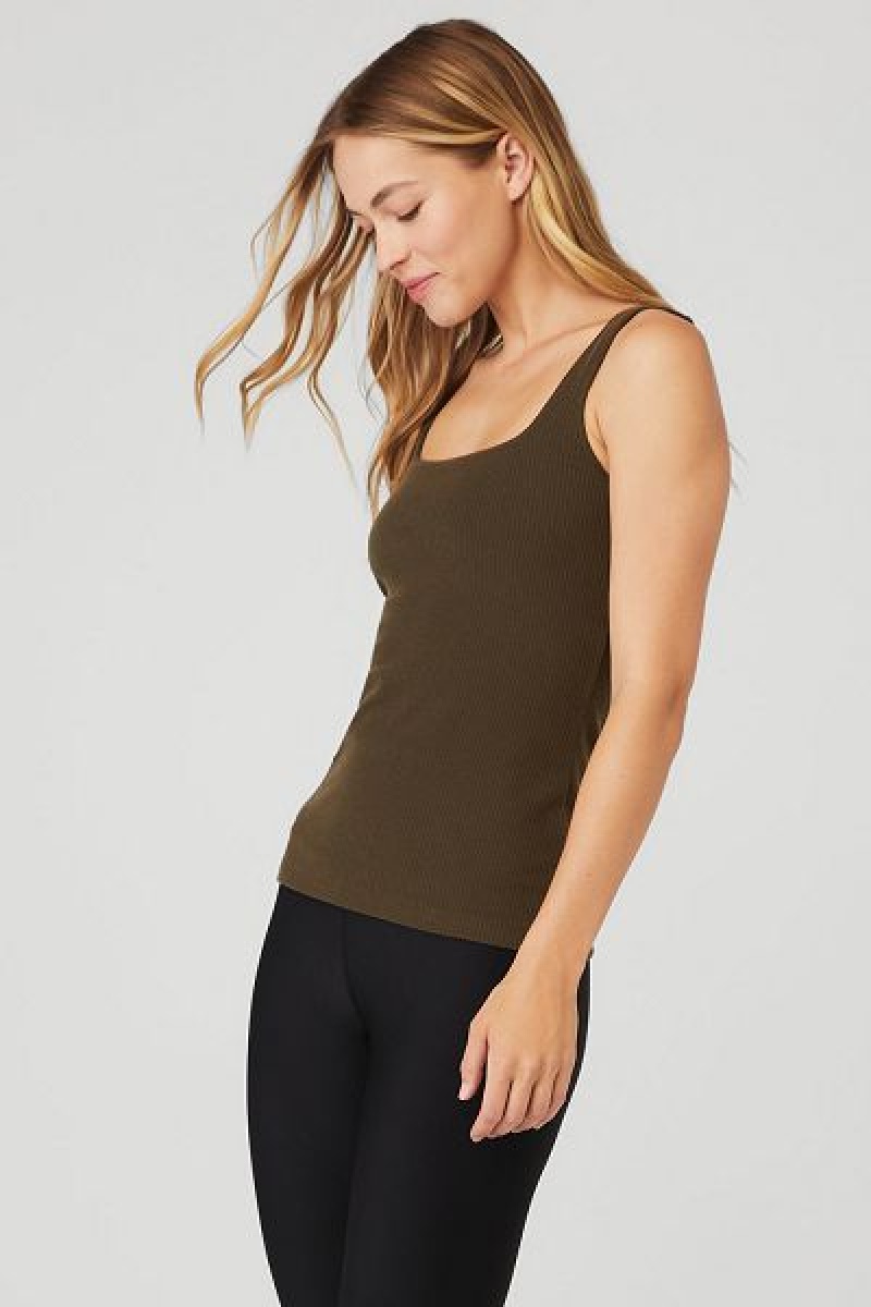 Camisetas Regata Alo Yoga Com Nervuras Minimalist Feminino Marrom | 3128-ABLIE