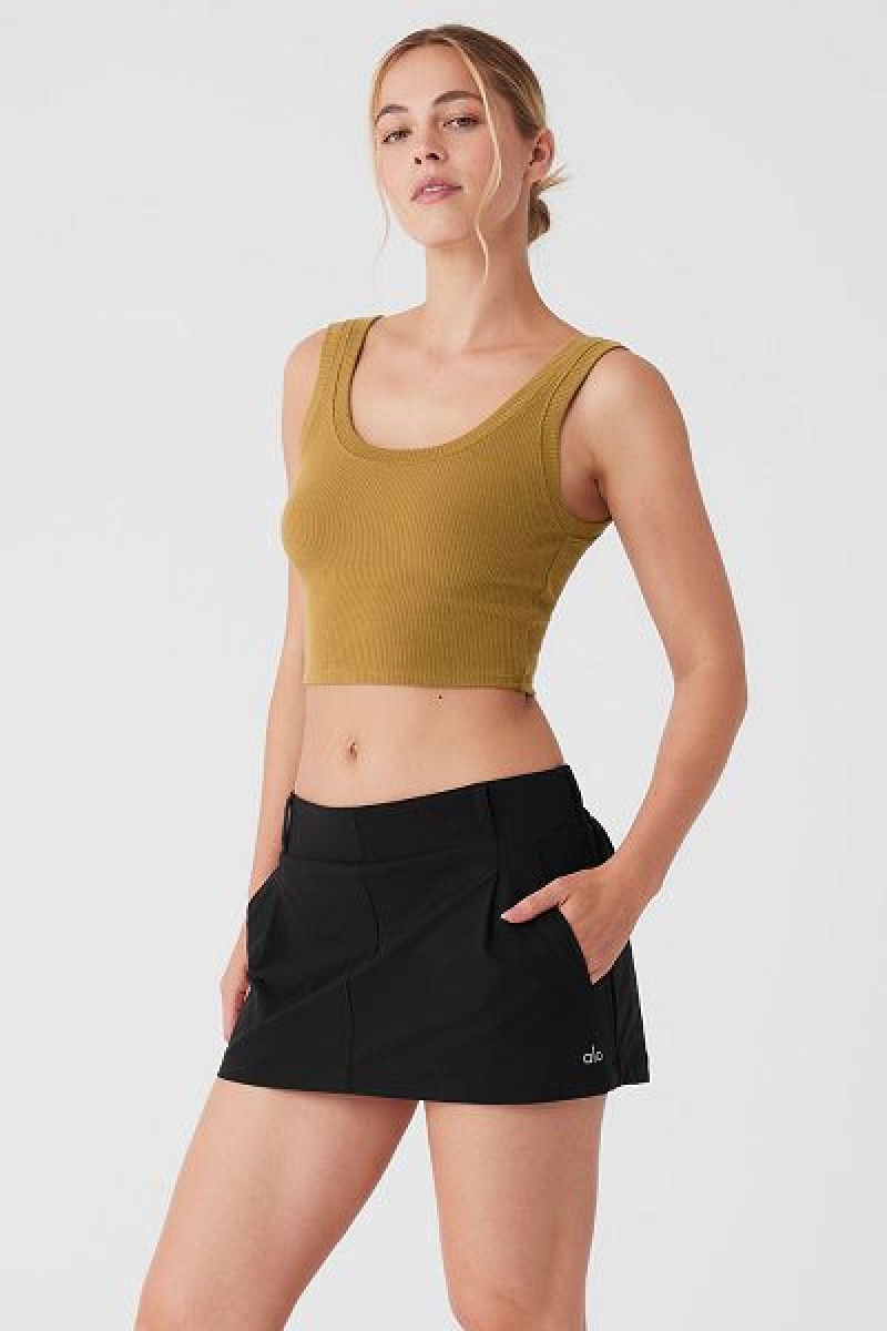 Camisetas Regata Alo Yoga Com Nervuras Wellness Feminino Verde Oliva | 4716-WTKGF