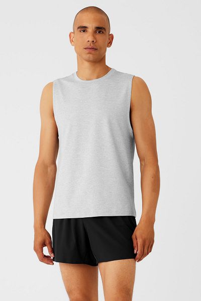 Camisetas Regata Alo Yoga Conquer Muscle Masculino Cinzentas | 7524-GJAFU