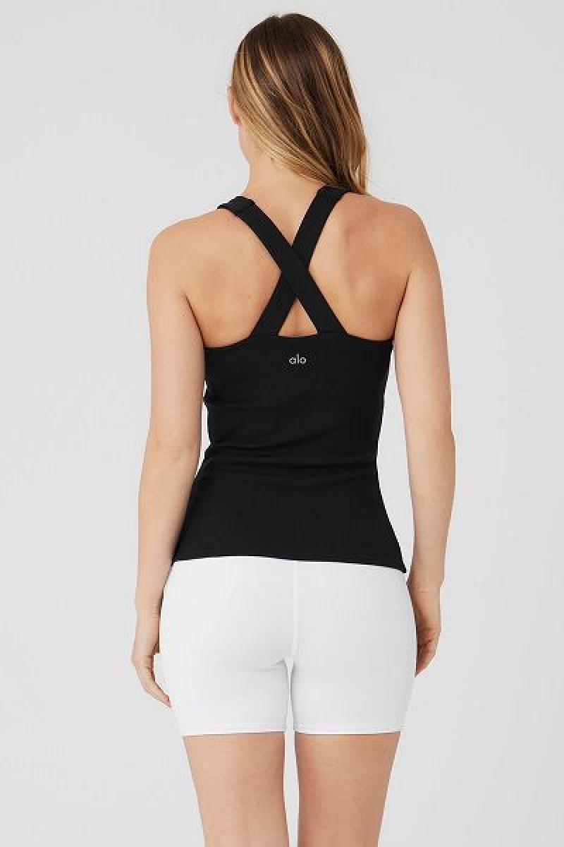 Camisetas Regata Alo Yoga Elevate Feminino Pretas | 0152-KDPVE