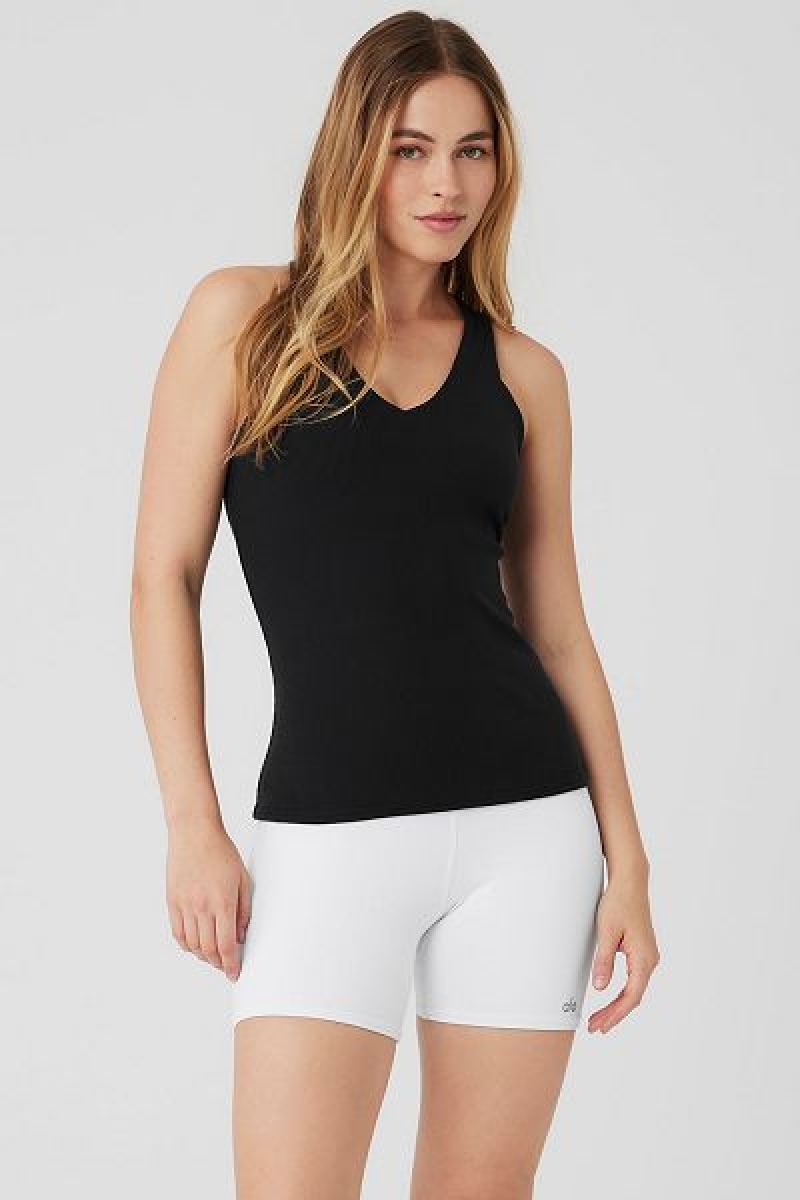 Camisetas Regata Alo Yoga Elevate Feminino Pretas | 0152-KDPVE