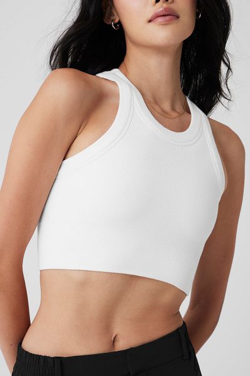 Camisetas Regata Alo Yoga Seamless Delight High Neck Bra Feminino Branco | 1845-WQGLX