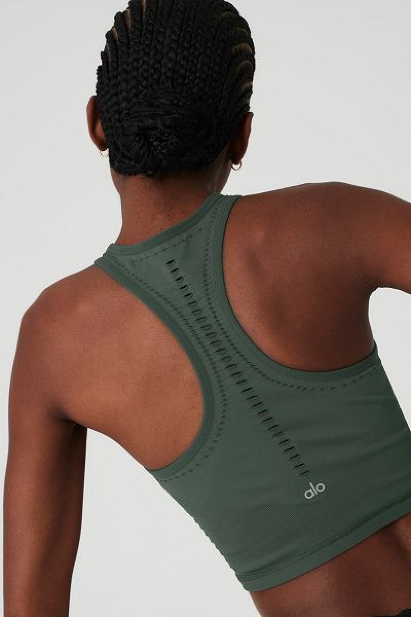 Camisetas Regata Alo Yoga Seamless Open Air Racerback Feminino Verdes Escuro | 4853-VIKWT