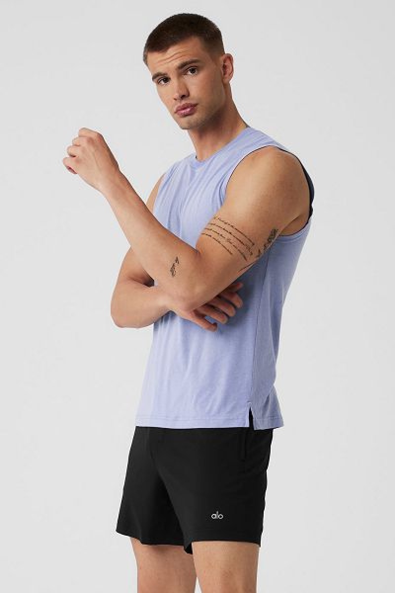 Camisetas Regata Alo Yoga The Triumph Muscle Masculino Roxo | 0538-TGYZJ