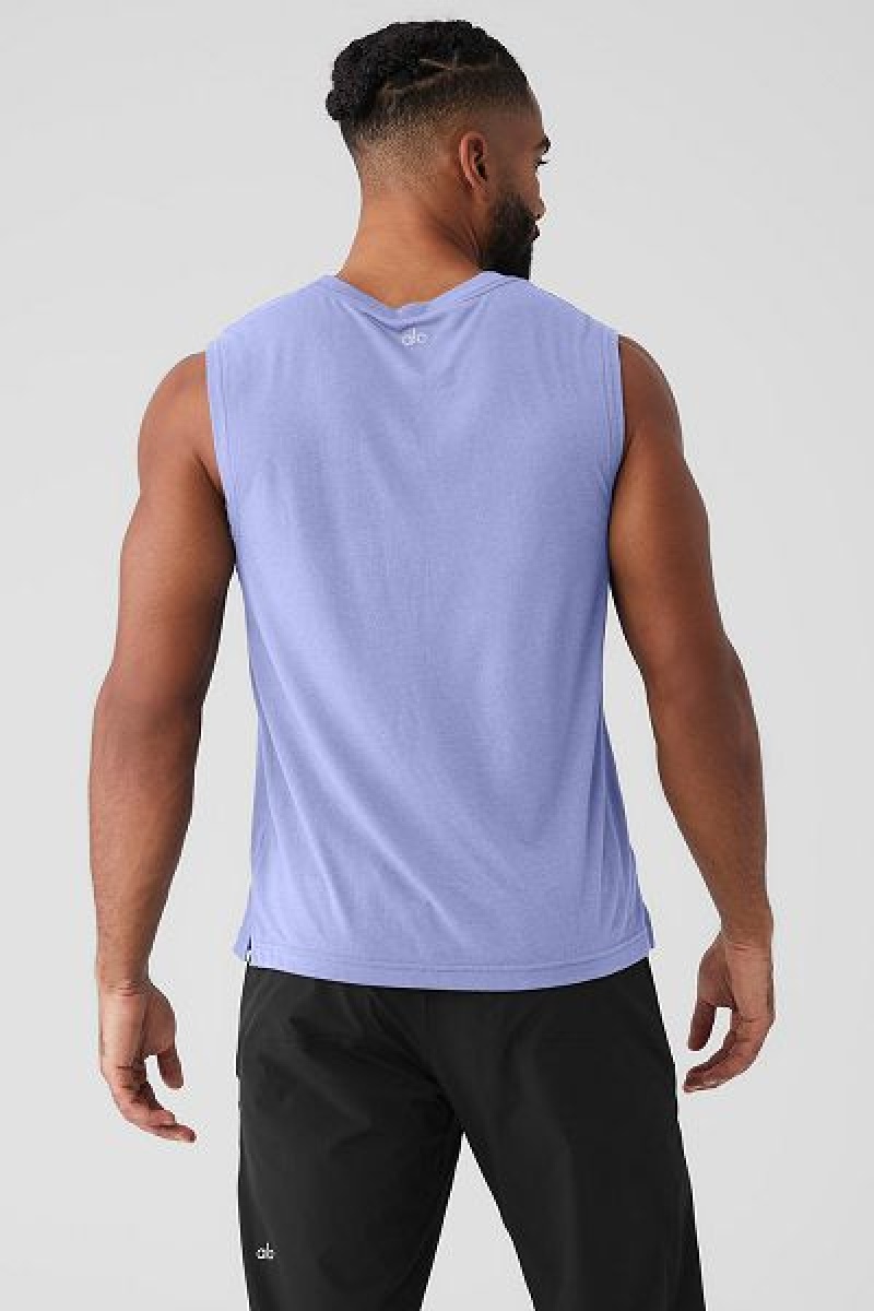 Camisetas Regata Alo Yoga The Triumph Muscle Masculino Azuis | 4819-IPHYA