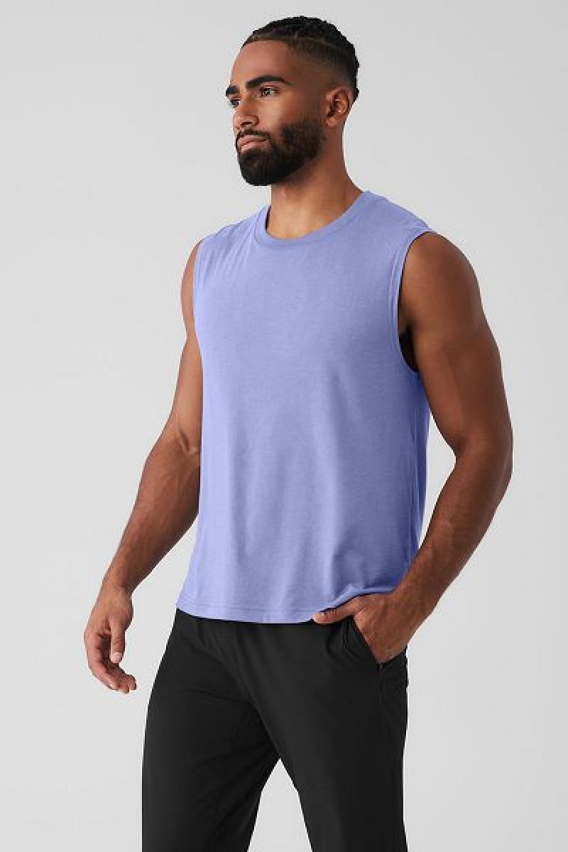 Camisetas Regata Alo Yoga The Triumph Muscle Masculino Azuis | 4819-IPHYA