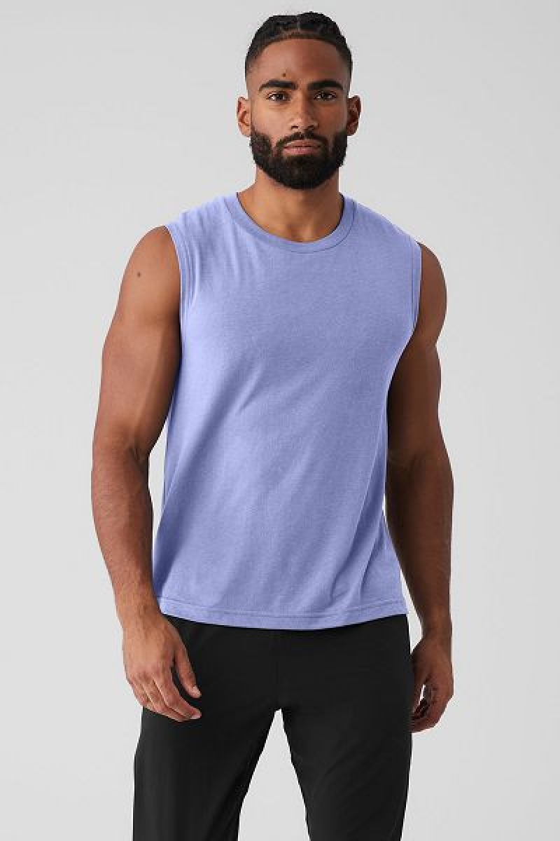 Camisetas Regata Alo Yoga The Triumph Muscle Masculino Azuis | 4819-IPHYA