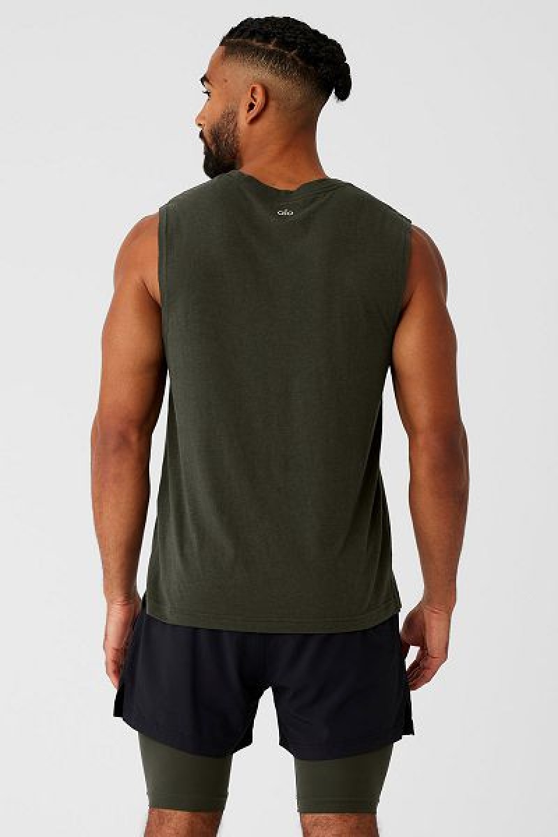 Camisetas Regata Alo Yoga The Triumph Muscle Masculino Verdes | 5107-OGDSI