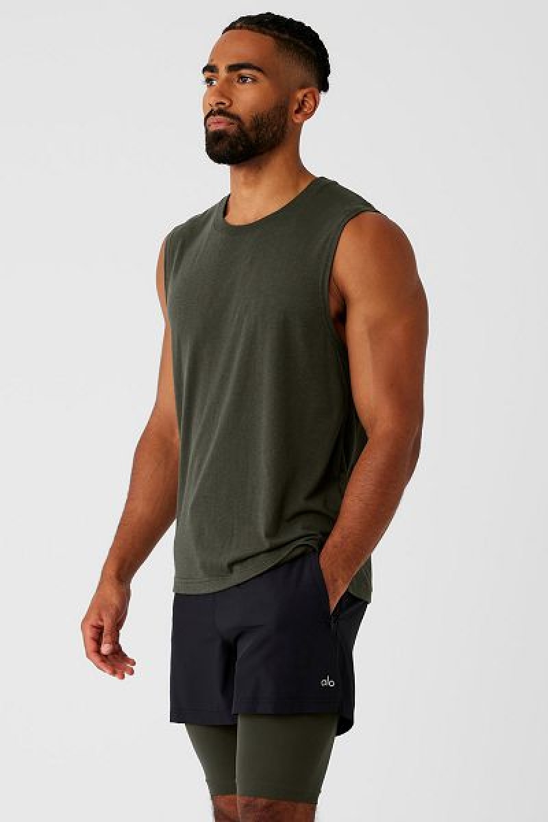 Camisetas Regata Alo Yoga The Triumph Muscle Masculino Verdes | 5107-OGDSI