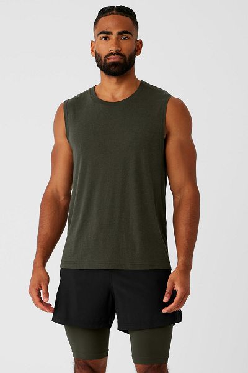 Camisetas Regata Alo Yoga The Triumph Muscle Masculino Verdes | 5107-OGDSI