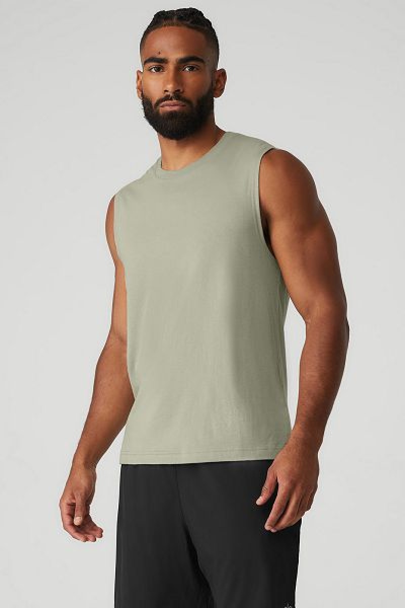 Camisetas Regata Alo Yoga The Triumph Muscle Masculino Verde Oliva | 3860-FLUGQ