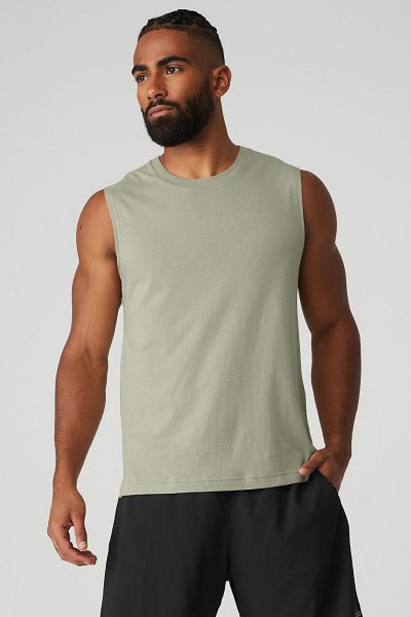 Camisetas Regata Alo Yoga The Triumph Muscle Masculino Verde Oliva | 3860-FLUGQ