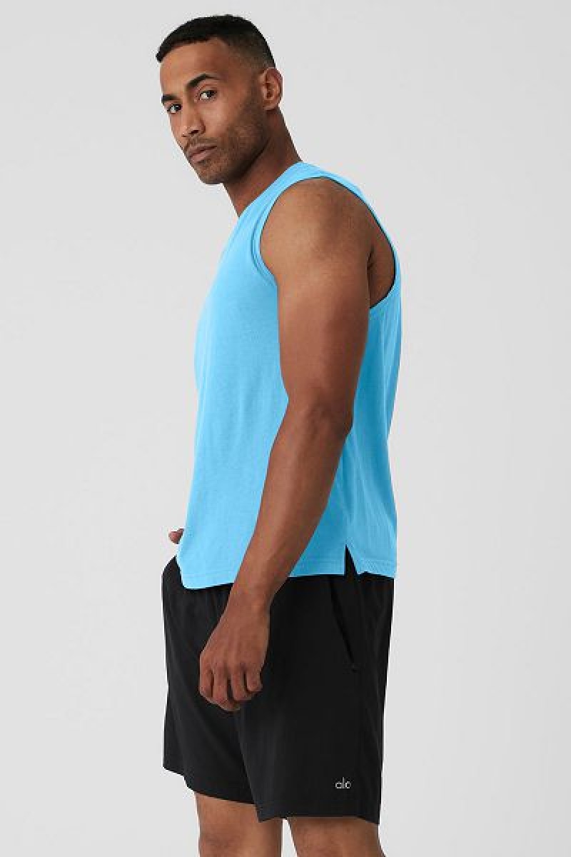 Camisetas Regata Alo Yoga The Triumph Muscle Masculino Azuis | 2140-VSTMU